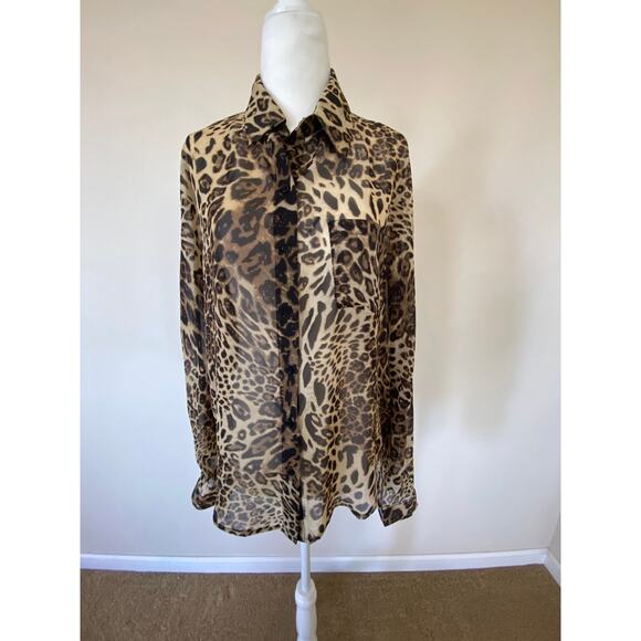 2bella blouse leopard animal cheetah print size M - Picture 1 of 5